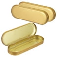 thumbnail image 1 of 3pcs Metal Hinged Tins Box, 6.9x2.4x0.7 Inch Rectangular Empty Tin Box Portable Pencil Containers for Pen Makeup Brushes Home Organizers, Gold, 1 of 6