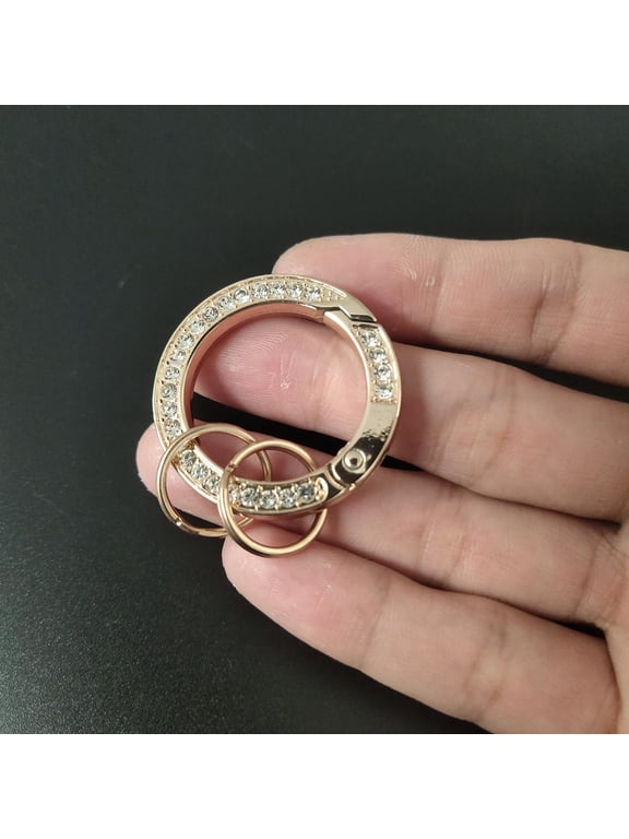 3pcs Metal O Rings Round Openable Carabiner Rhinestone Spring Buckle Keychain DIY Keyring Bag Car Key Chain Jewelry Accessories