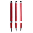 thumbnail image 1 of 3pcs Metal Stylus Pen Ballpoint Pen 2 in 1 Universal Ink Pen with Rubber Stylus Tips, Red, 1 of 6
