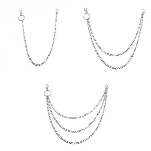 3pcs Metal Wallet Waist Chain Jeans Layered Necklace Punk Keychain