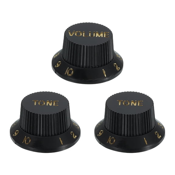 3pcs Metric Top Hat Bell Knobs, Control Guitar Knobs, Black Gold