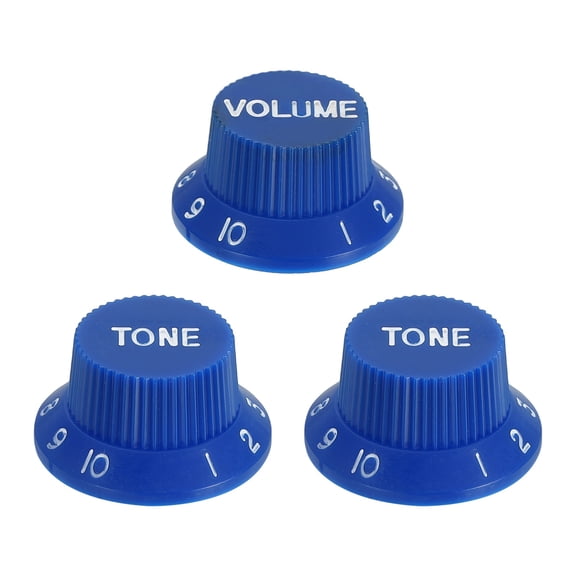 3pcs Metric Top Hat Bell Knobs, Control Guitar Knobs, Blue White