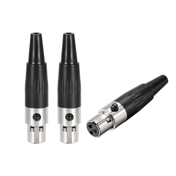 3pcs Mini 3-Pin XLR Female Connector,Microphone Mic Cable Plug Connector Mic Audio Socket