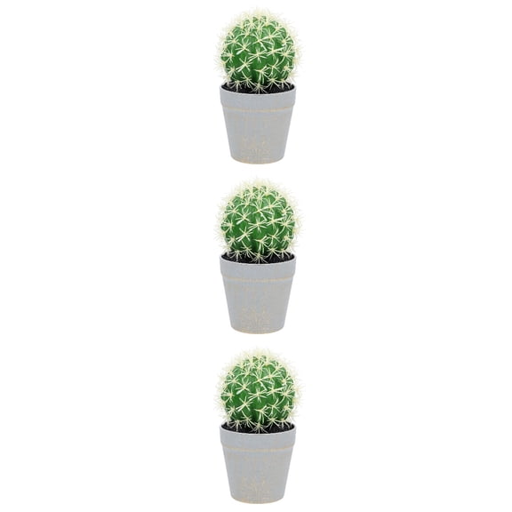 3pcs  Mini Cactus Bonsai Adornment Artificial Potted Plant Simulation Cactus Decor
