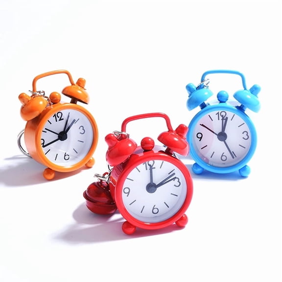 3pcs Mini Cute Small Alarm Clock Pendant Cartoon Keychain Pendant Cute No Tick Alarm Clock Keyting Bag Accessory Bulk Heavy Duty