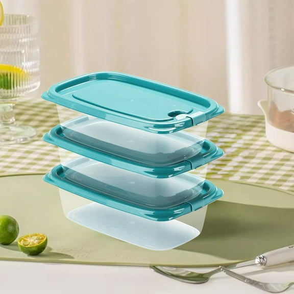 3pcs Mini Rectangular Sealed Food Containers, Plastic Kitchen Storage Boxes, Mini Plastic Crispers Food Containers, Clear Plastic Boxes with Locking Lids, 550ml