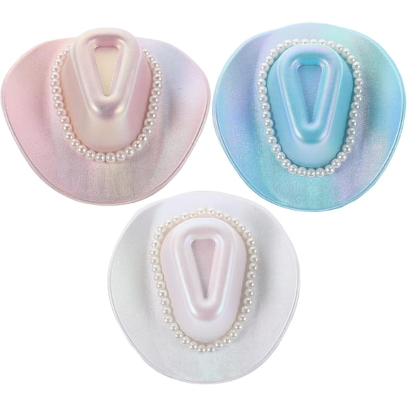 3pcs Mini Western Cowboy Hair Clips Glitter Cowgirl Party Decorations for Women Girls Tiny Disco Hat Accessories for Western Theme Party Cosplay Costume