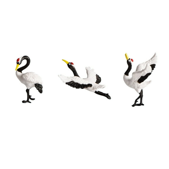 OUNONA Set of 3 Red-Crowned Crane Figurines White Resin Bird Models for Home Office Desk Shelf Decoration