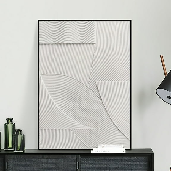 3pcs Modern Minimalist Black & White Abstract Canvas Wall Art Set - Frameless Textured Paintings for Living Room, Bedroom, Home Office Decor