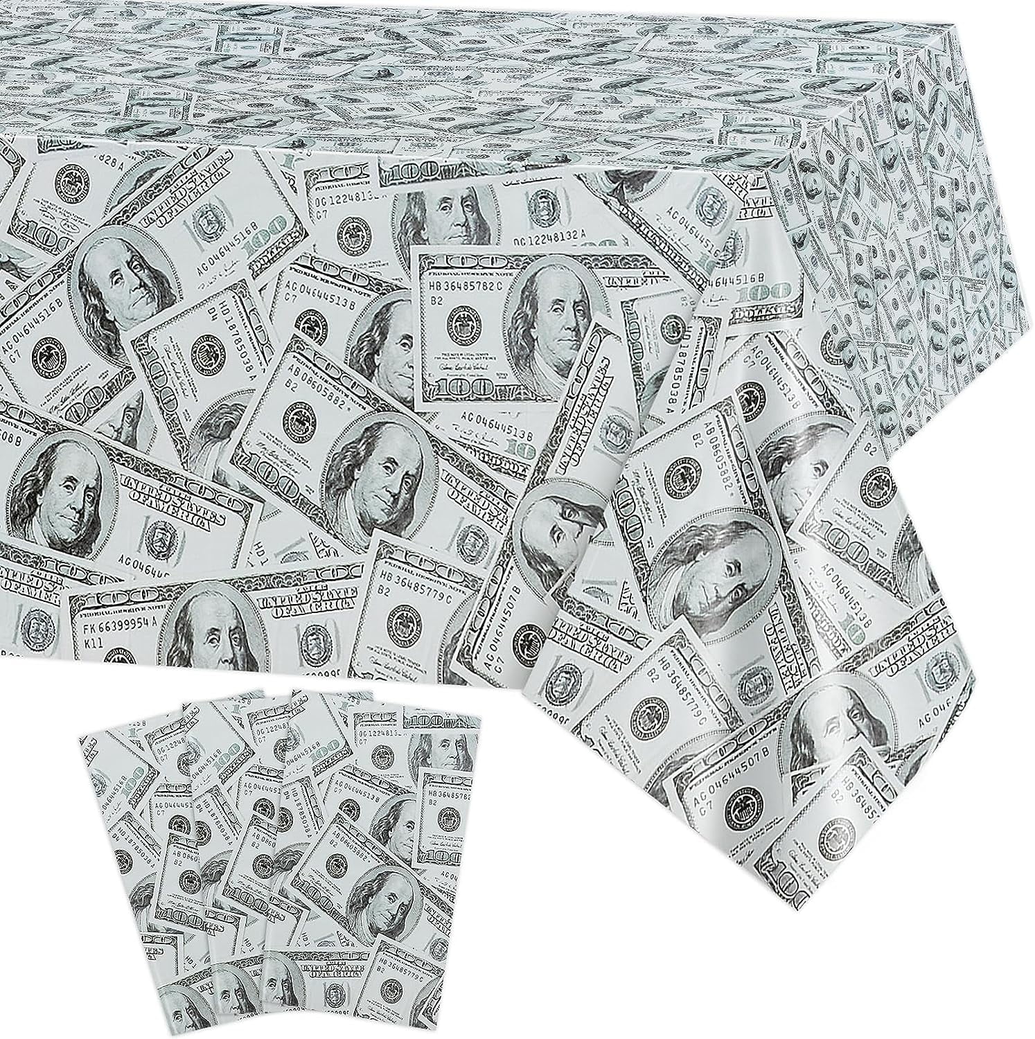 3pcs Money Table Cloth, Bill Dollar Signs Tablecloths Money Table
