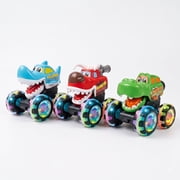 3pcs Monster Truck Toy Motion Activated Light Up Cars for Kids LED Glow Wheels & Press and Go Function Dinosaur Design Birthday Gifts for Boys Age 3-8