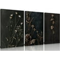 thumbnail image 1 of 3pcs Moody Flower Canvas Wall Art Minimalist Wildflower Wall Decor Dark Dried Pictures Black Flower Botanical Prints Posters Modern Artwork for Living Room Office Bedroom, 1 of 6