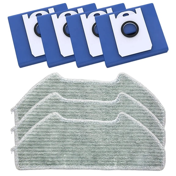 3pcs Mop Cloths With 4pcs Dust Bags Kit For BObsweep For Dustin/For Ultra-Vision Replacement Dust Bags Mop Pads Spare Parts