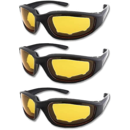 3pcs Motorcycle Riding Glasses Padding Goggles Uv Protection Dustproof Windproof