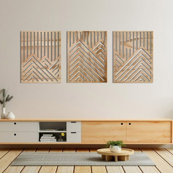 3pcs Mountain Wall Art, Mountain Decor Wooden Wall Art Decor, Minimalist Decor Mountain Line Wood Decor for Wall, Landscape Wall Art for Home Decor