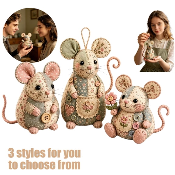 3pcs Mouse DIY Kit Sewing Craft Set with Pattern Instructions 3D Cute Felt Mouse Patchwork Animal Kit Handmade Mouse Sewing Project Kit Relaxing Gift for Beginner