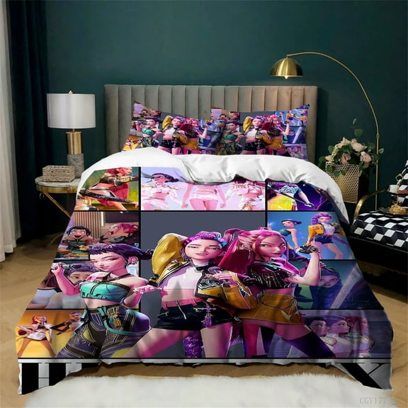 3pcs Movie Star KPop Bedding Set Super Soft Duvet Cover Set Bedroom All Season Light-Weight Quilt Cover with Zipper Closure