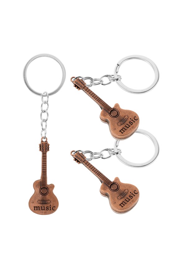 3pcs Multi-Functional Guitar Keychains Set Music Theme Key Novelty Guitar Pendant Party Favor Accessories