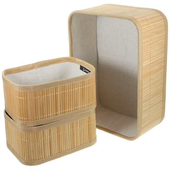 HEMOTON 3pcs Versatile Bamboo Weave Storage Baskets Household Organizer for Sundries
