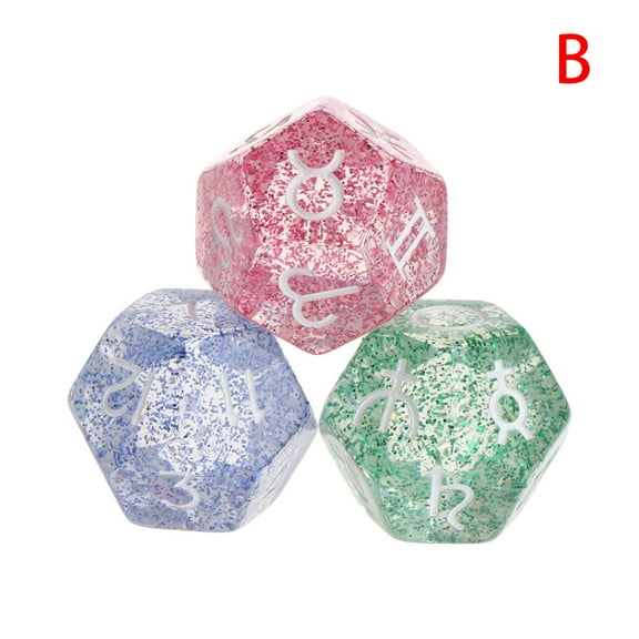 3pcs Multicolor 12 Sided Resin Dice Astrology Tarots Constellation Divination