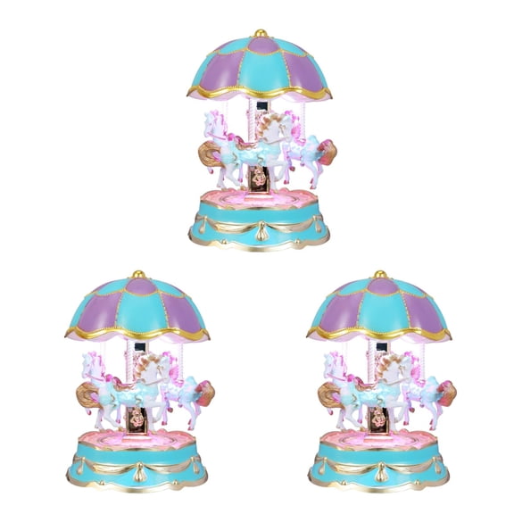 3pcs Music Box 3-Horse Carousel Gifts for Christmas Birthday Valentine's Gifts Decorations