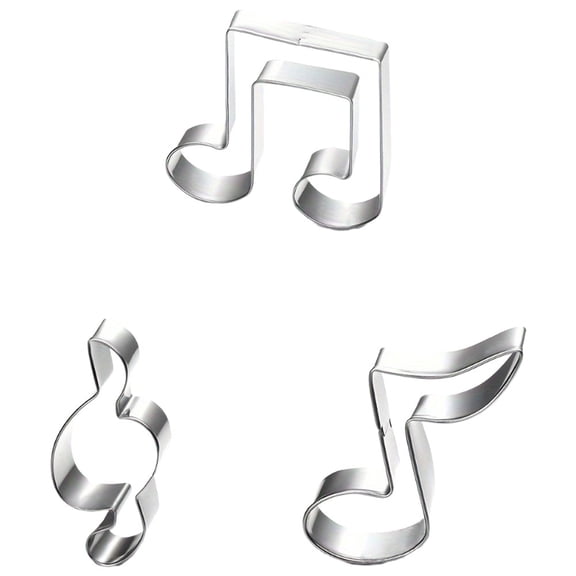3pcs Music Cookie Cutters Set, Stainless Steel Musical Notes Instruments Biscuit Cutters for Fondant Cake Decoration Icing Pastry DIY Baking Sugarcraft