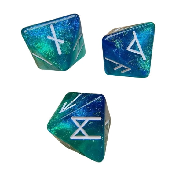 3pcs Mystical Runes Dices Acrylic 8 Sided Dices Tone Assorted Polyhedral Dices