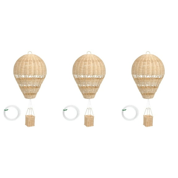 3pcs Natural Rattan Woven Hot Air Balloon Decor Delicate Kids Room Rattan Craft