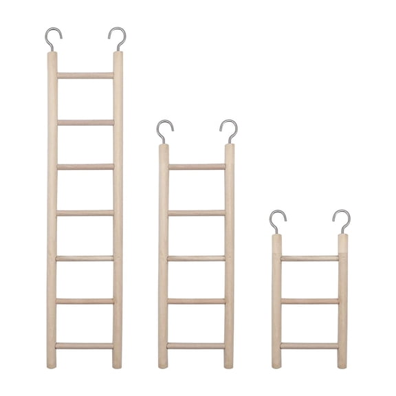 3pcs Natural Wooden Bird Ladder Birdie Basics Perch for Cage Parrots Parakeets Cockatiels Climbing Accessories Wood Perch (3 Step 5 Step 7 Step)