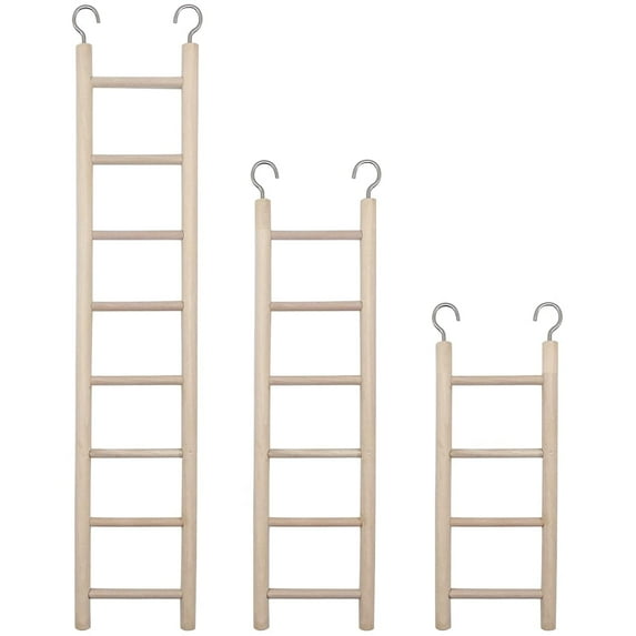 3pcs Natural Wooden Bird Ladder Birdie Basics Perch for Cage Parrots Parakeets Cockatiels Climbing Accessories Wood Perch (4 Step 6 Step 8 Step)
