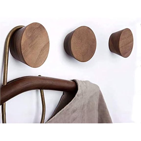 3pcs Natural Wooden Coat Hooks, Wall Mount Single Hat Bag Hooks, Decorative Cone Hooks