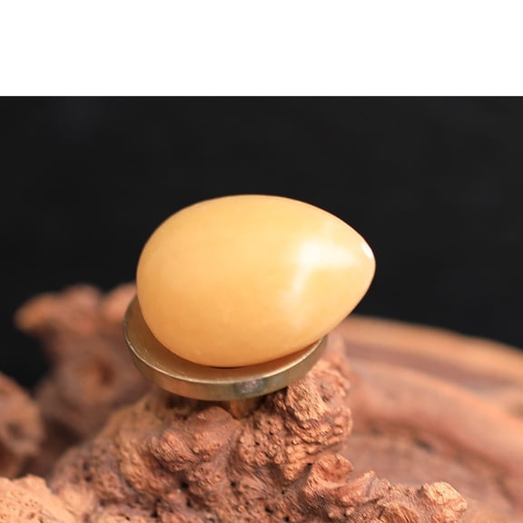 3pcs Natural Yellow Jade Egg Figurines Statues for Home Office Desktop Decoration 30x20mm