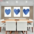thumbnail image 1 of 3pcs Navy Blue & Sky Blue Abstract Heart Wall Art Set - Modern Minimalist Navy Blue Canvas Prints, Frameless Large Wall Decor for Living Room, Bedroom, Cafe - Bohemian Home Decor with White Backgrou, 1 of 4