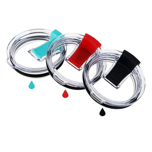 RENACLIPY Set of 3 Leak-Proof Spill Resistant Cup Tumbler Lids, 3.9 x 3.9 x 1 inches