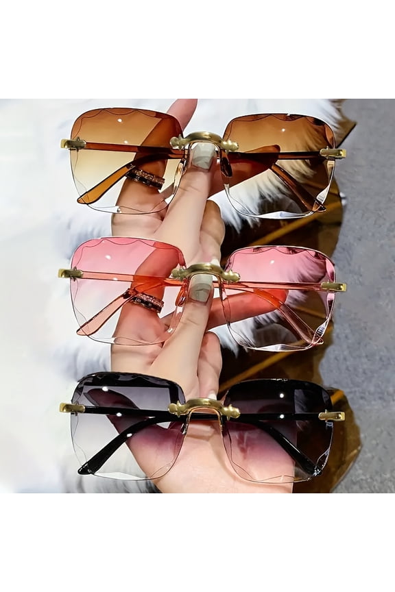 3pcs New Style Frameless Fashion Glasses European And American Trendy Geometric Glasses for Men And Women