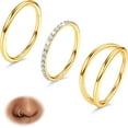 thumbnail image 1 of 3pcs Nose Rings Hoops - 316L Surgical Steel Double Hoop Nose Rings 14G/16G/18G/20G Hinged CZ Piercing Jewelry Septum Clicker Rings Cartilage Earring Helix Rook Tragus Daith 7mm/8mm/9mm/10mm, 1 of 8