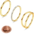 thumbnail image 1 of 3pcs Nose Rings Hoops - 316L Surgical Steel Double Hoop Nose Rings 14G/16G/18G/20G Hinged CZ Piercing Jewelry Septum Clicker Rings Cartilage Earring Helix Rook Tragus Daith 7mm/8mm/9mm/10mm, 1 of 12