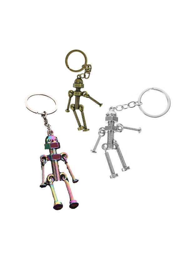 3pcs Novelty Robot Keychains Creative Robots Keyring Key Organization Keychain Lobster with Metal Robot Pendant Movable and Double Ring Accessory for Keys and Bag Charm