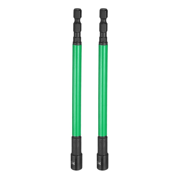 3pcs Nut Driver Drill Bit 1/4 Inch SAE Socket 1/4" Hex Shank 6" (150mm) Extra Long Magnetic 6-Point Sockets Quick Change CR-V Steel Bolt Setters for Power Drill Drivers