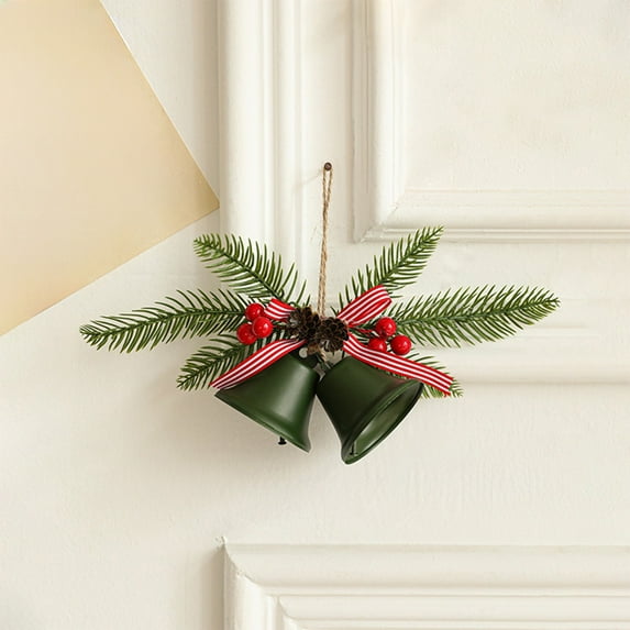 3pcs Outdoor Christmas Decorations Home Decor Christmas Tree Bells Ornaments Red Velvet Bowknots Wrought Iron Bells Festive Ambiance Decoration Gifts