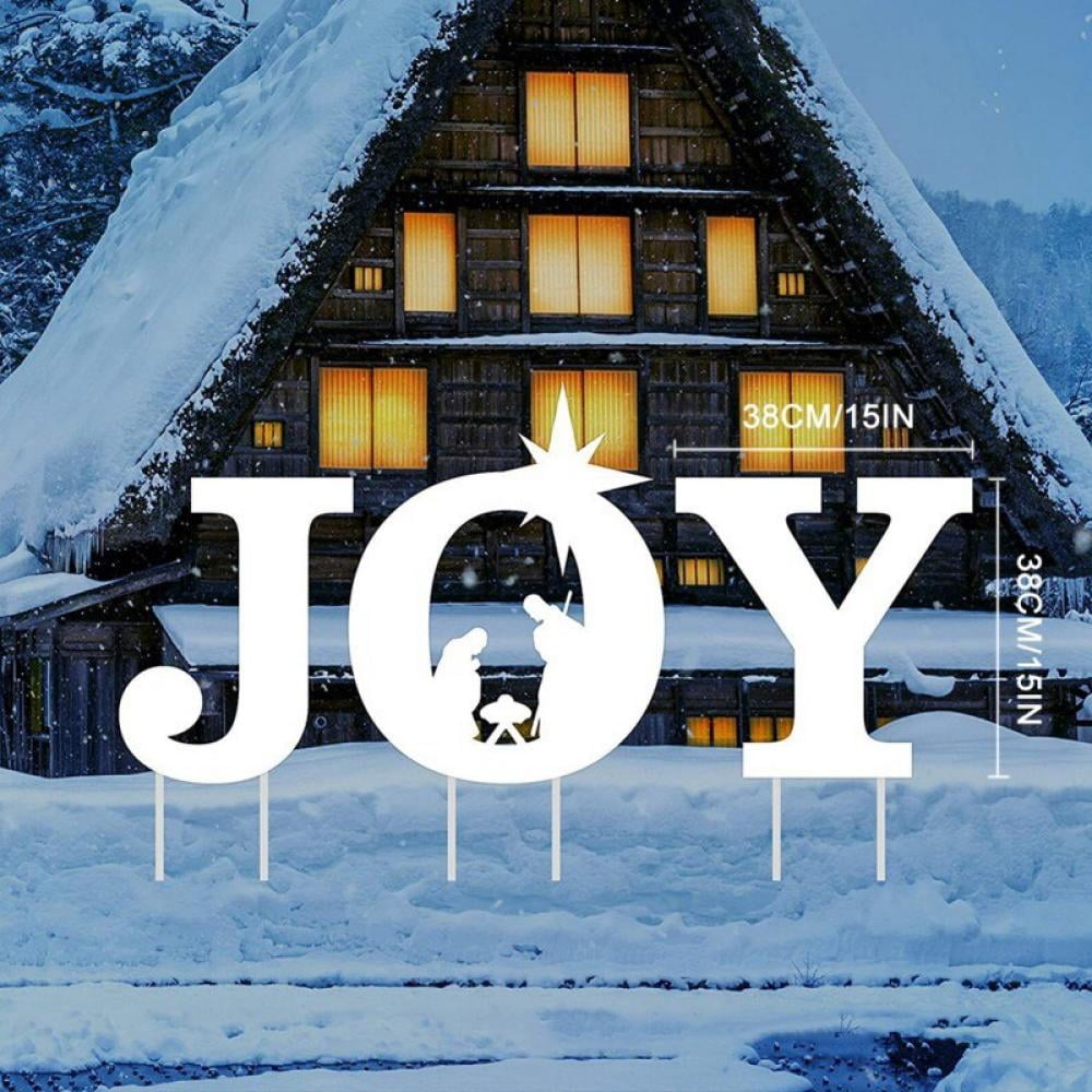 3pcs Outdoor 'Joy' Christmas Decoration Yard Display Set Large White ...