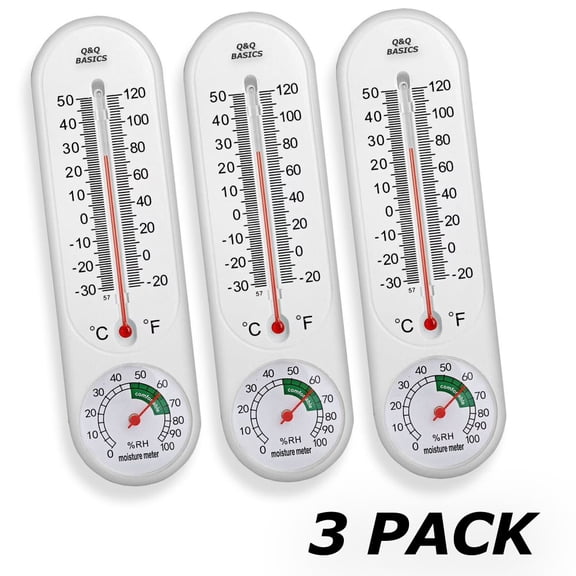 3pcs Outdoor Thermometer, Analog Wall Thermometer for House - Indoor/Outdoor Mount, Ideal for Garden, Greenhouse - Home Humidity Meter, Hygrometer, Fahrenheit, Celsius