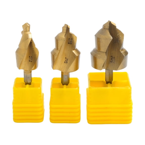 3pcs PPR Lifting Stepped Drill Bit Hexagon Shank Water-=-= Pipe -=ConnectionTool 1/2 Inch 1/4 Inch 1 Inch WaterPipeDrill Bit