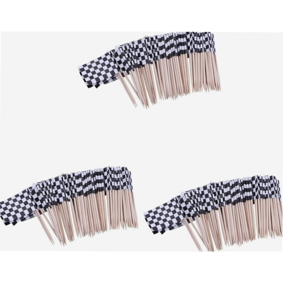 3pcs Pack 100 Cupcake Topper Cupcake Toppers Cars Cupcake Toppers Racing Flag Checkered Flag Banner Sandwich Flag Picks Appetizer Flagpole The Sign Cocktail Picks Wood Toothpicks