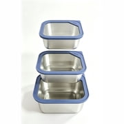 3pcs-Packed Square Stainless Steel Food Storage Container Sealed With Cover, 1800/3200/5000ml