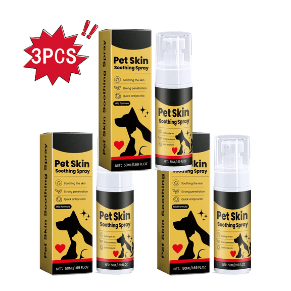 3pcs Pet Skin Treatment Spray for Dogs and Cats - Hot Spot Spray for Dogs, Dogs Skin Repair Spray, Nature Soothing Solution for Itchy Skin, Reduces Scratching - Cat Itchy Skin Treatment, 50ml
