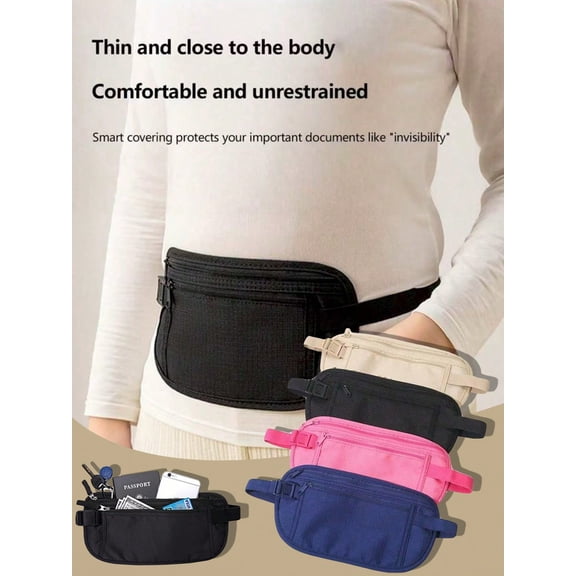 3pcs Pink Waterproof RFID Blocking Travel Waist Pack Unisex Ultra Slim Hidden Fanny Pack Can Hold Cash Passport Phone And More Concealed Security Wallet Suitab