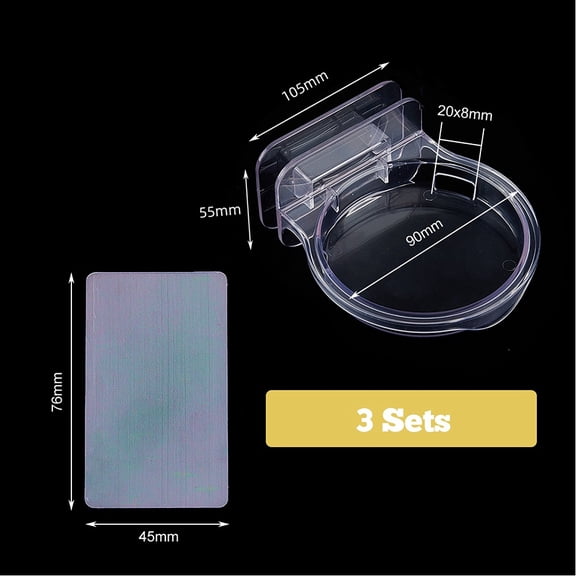 3pcs Plastic Display Storage Brackets Wall Mounted No Punch Monitor Holder Round Clear 119x105x55mm