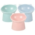 3pcs Plastic Raised Cat Food Bowls Food Water Tilted Feeding Bowl for