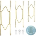 thumbnail image 1 of 3pcs Plate Hanger for Wall, Stainless Steel 6 8 10 Inch Plate Hangers Invisible Decorative Wire Plate Holder with 3 Pack Wall Hooks and 15pcs Transparent Rubber Tip(Gold), 1 of 5
